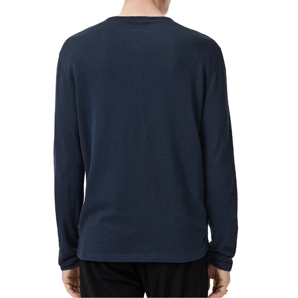 John Varvatos Collection Men's Long Sleeve Walden Jacquard Henley Tee Shirt Navy - Picture 2 of 5